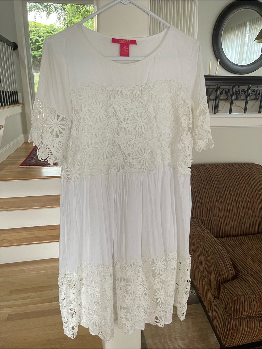 Catherine Malandrino White Lace Midi Dress